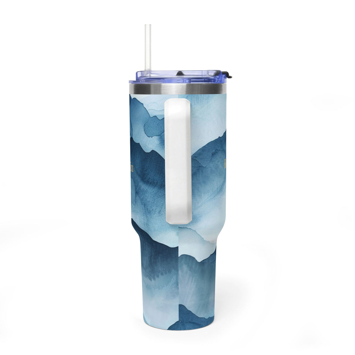 Personalized 40oz Tumbler with Handle - Blue Mountain Custom Name