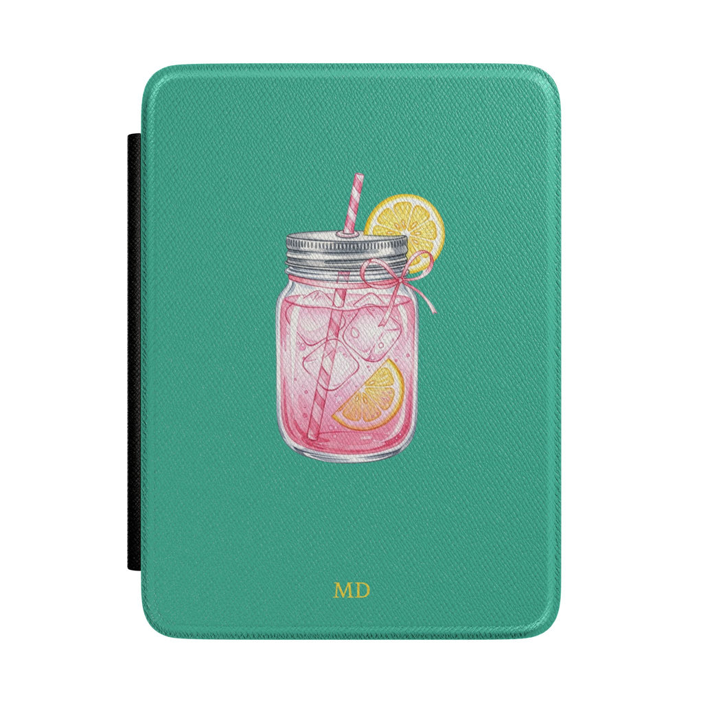 Personalized Kindle Case with Lemonade Jar - Custom Initials Summer Drink
