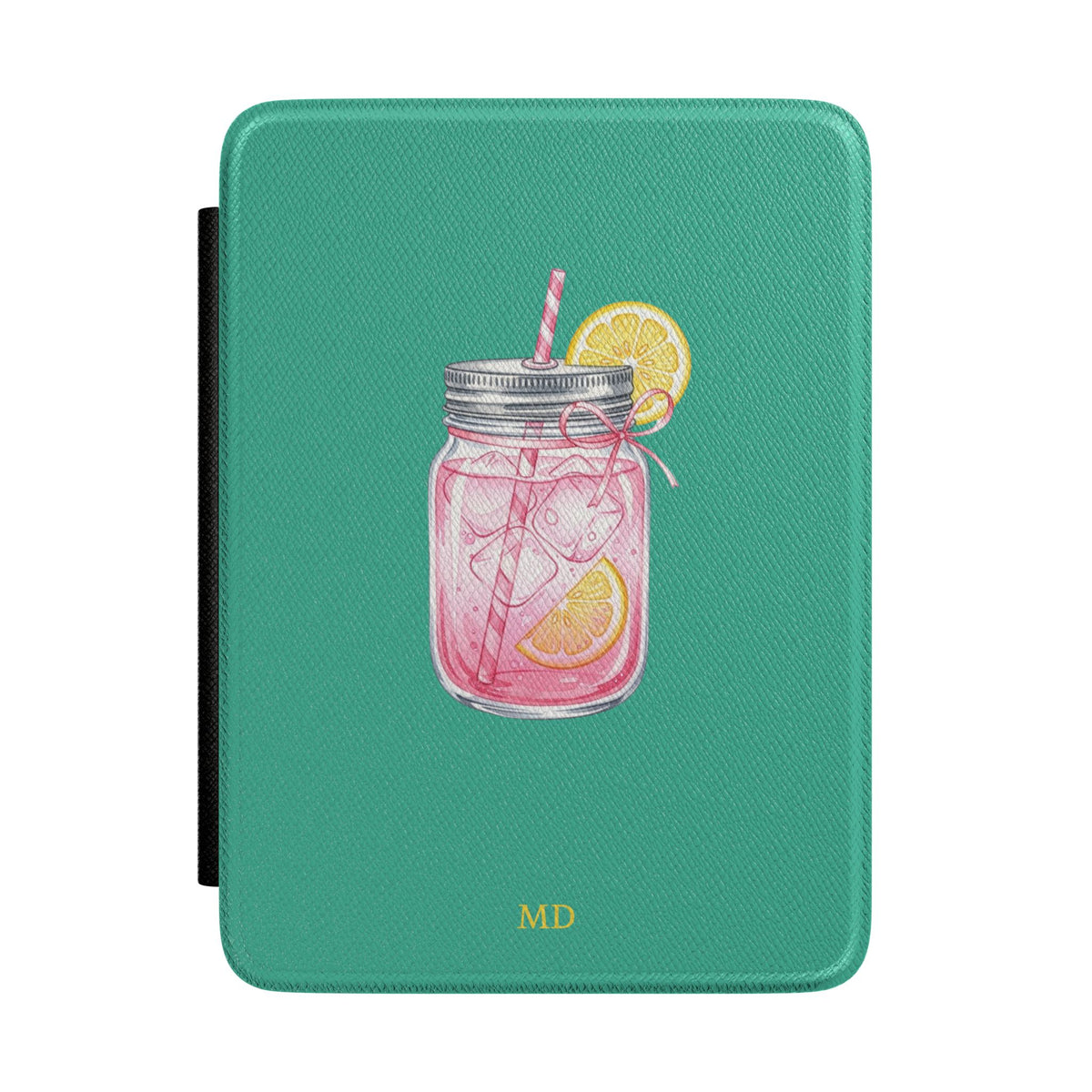 Personalized Kindle Case with Lemonade Jar - Custom Initials Summer Drink