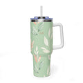 Personalized 40oz Tumbler with Handle - Sage Botanical Custom Initials