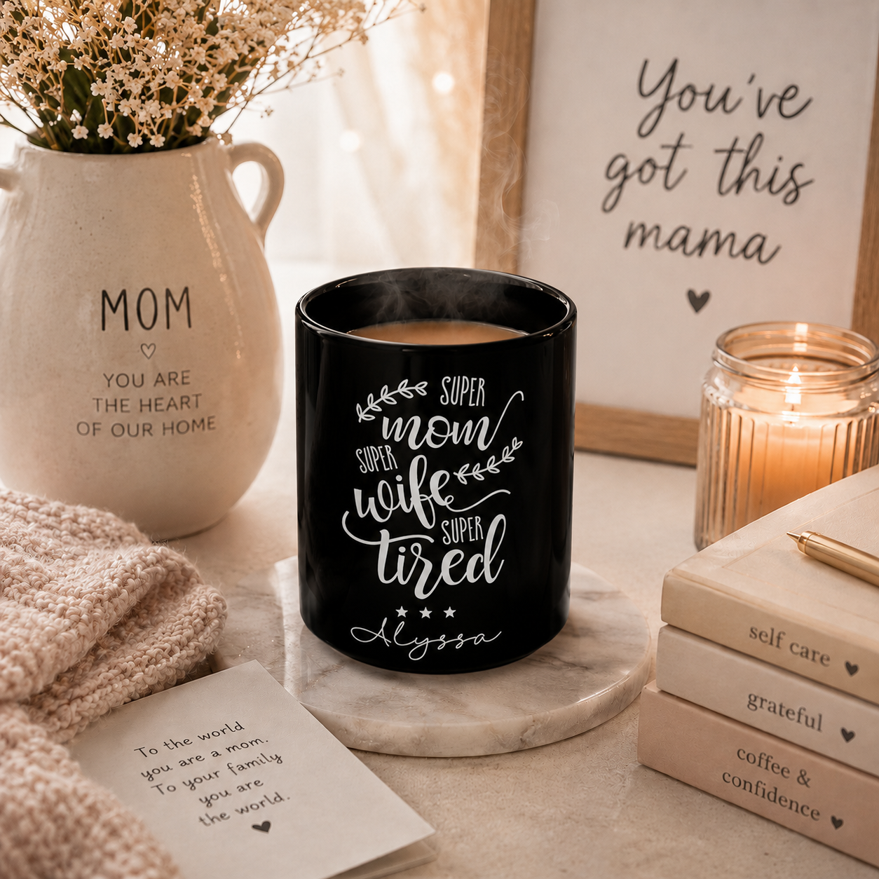 Personalized Mom Mug - Super Mom Super Wife Super Tired