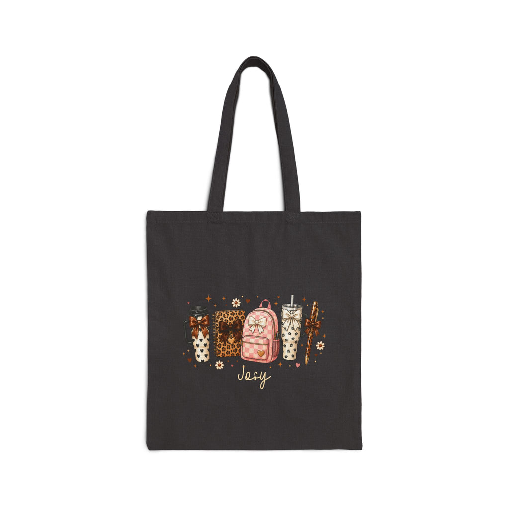 Personalized Stationery Tote Bag - Leopard Print Custom Name