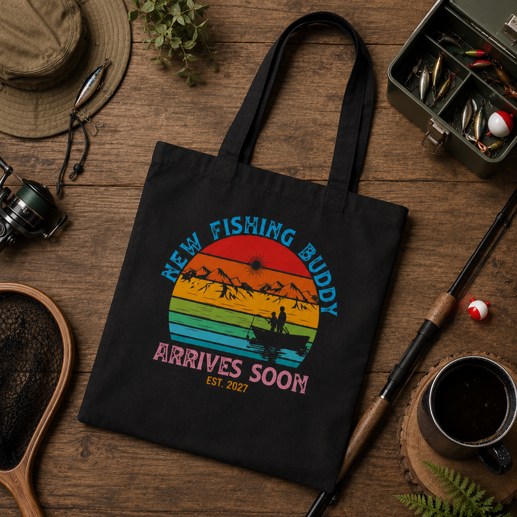 Personalized New Fishing Buddy Tote Bag - Pregnancy Announcement