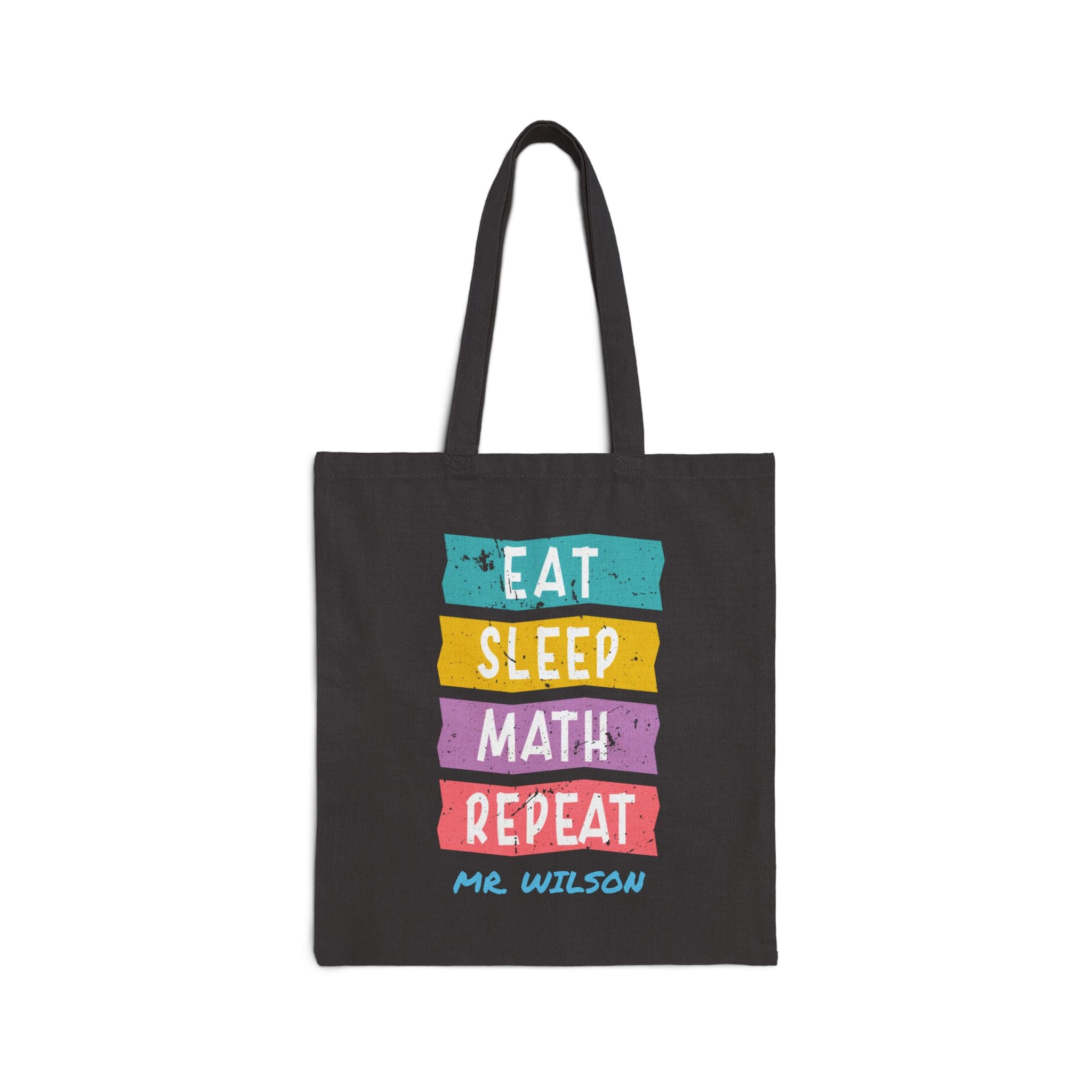 Personalized Math Teacher Tote Bag - Eat Sleep Math Repeat Custom Name