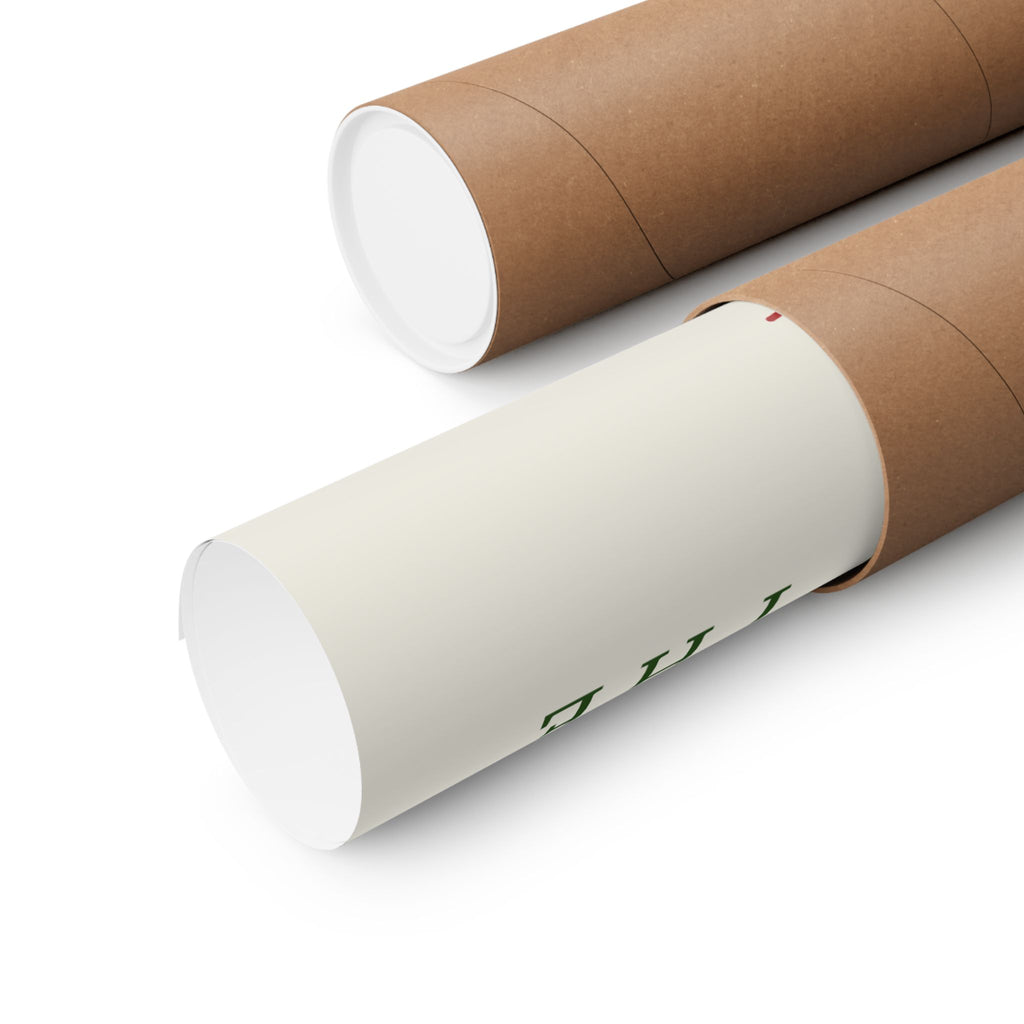 Brass bells family Christmas poster rolled in a protective shipping tube