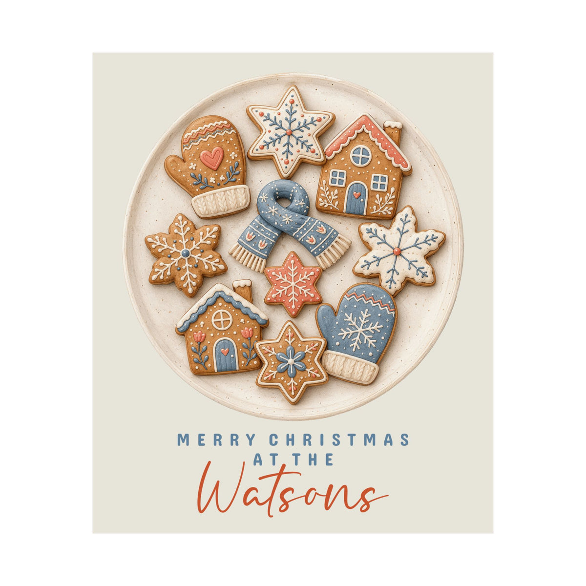 Personalized Christmas cookies family poster with custom family name