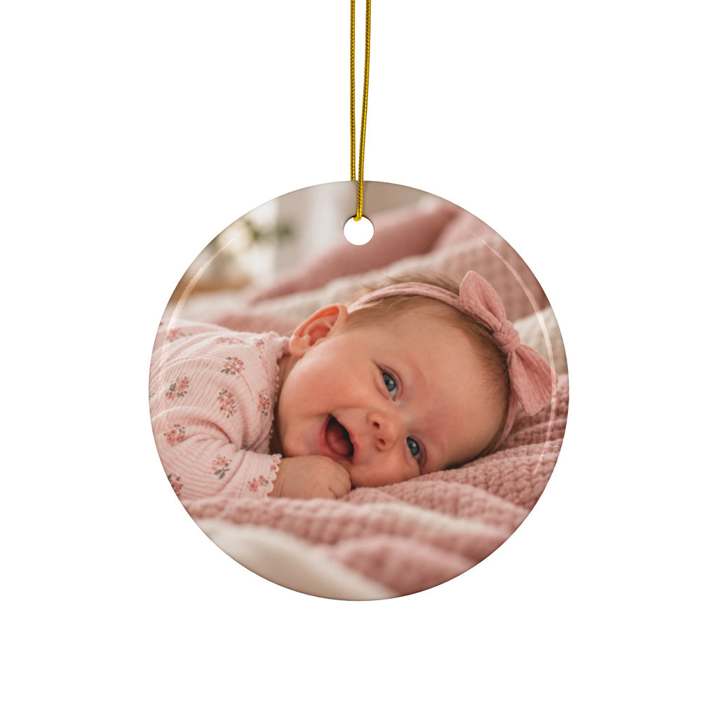 Back of the Christmas cookies first Christmas ornament, printed with your own baby photo