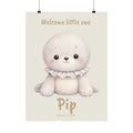 Personalized baby seal with ruffle collar nursery poster, custom baby name and birth date