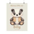 Personalized badger with patterned vest nursery poster, custom baby name and birth date