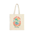 Personalized beach canvas tote bag with custom name, beach more worry less palm island design