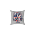Personalized Best Dad Ever pillow with custom name – patriotic grey canvas