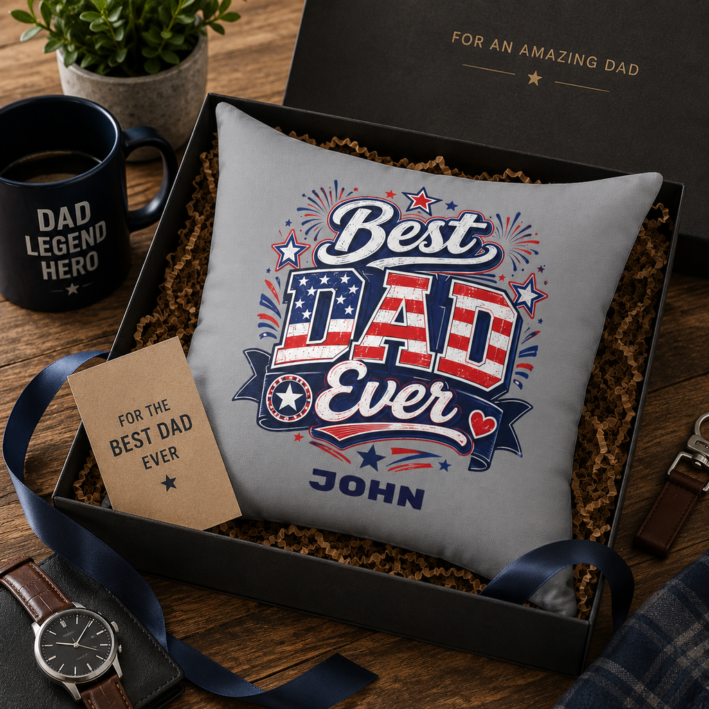 Custom name Best Dad Ever pillow – Father's Day gift idea
