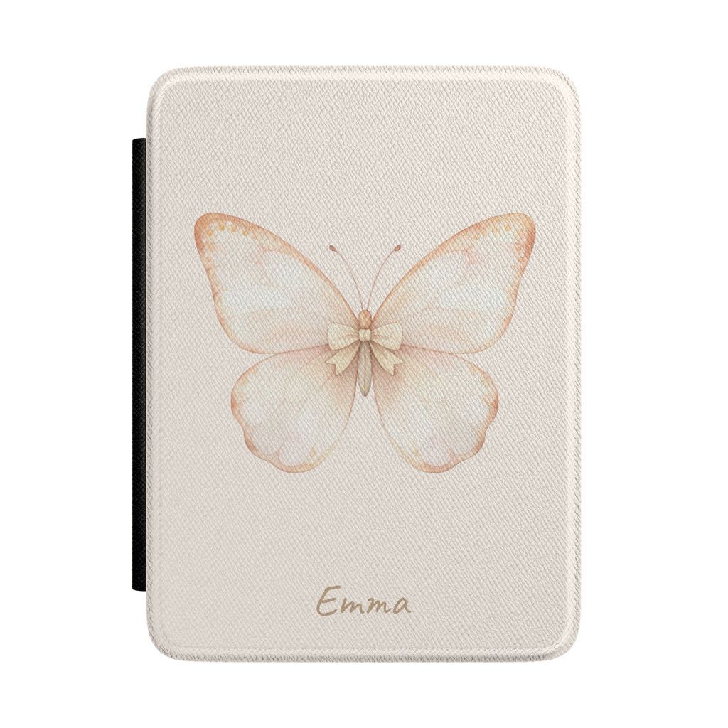 Personalized butterfly kindle case with cream butterfly design, main product shot