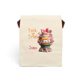 Personalized Trick or Treat candy cupcake canvas lunch bag with custom name
