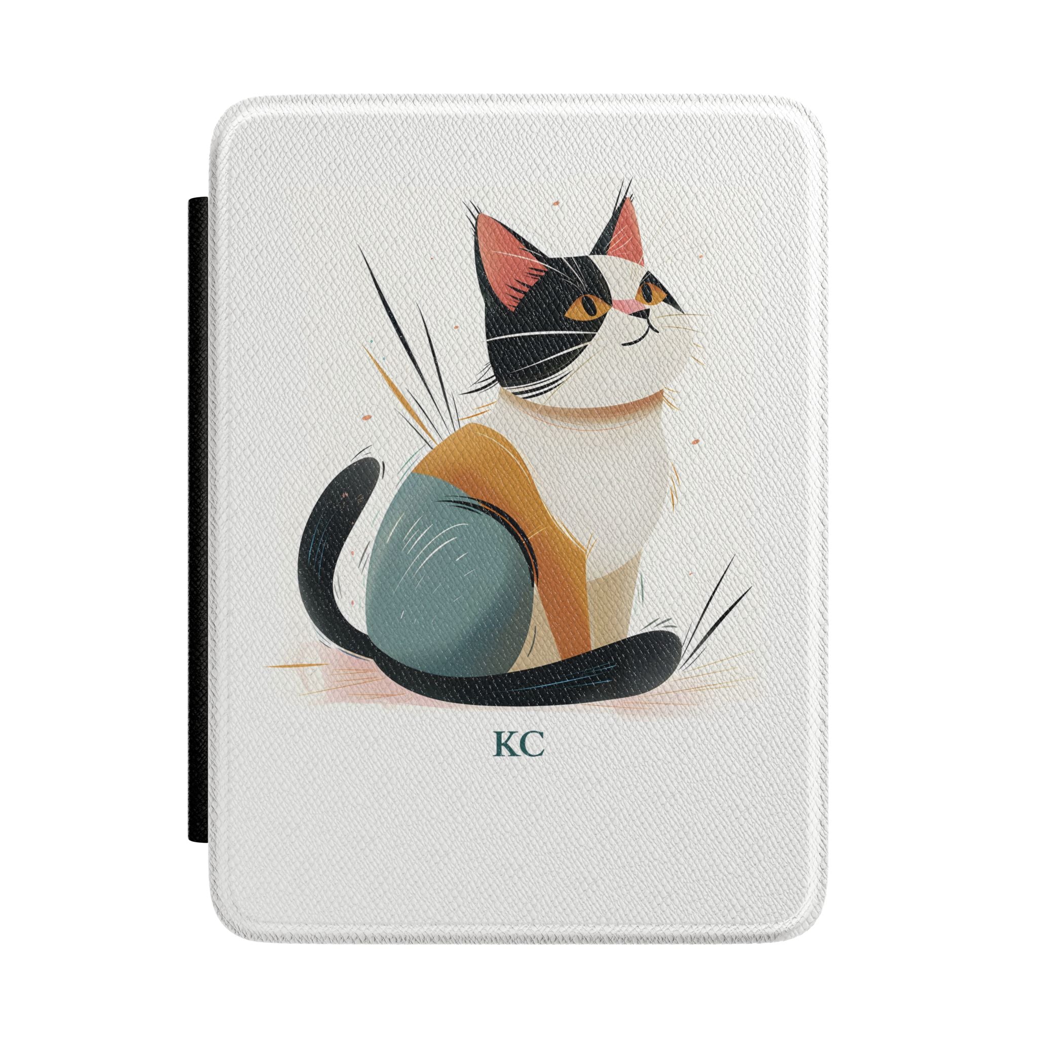 Personalized cat kindle case with calico cat design, main product shot