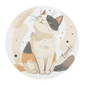 Personalized round cat mouse pad with custom name, siamese style design