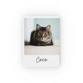 Personalized cat photo journal – white hardcover with tabby cat photo and name Coco in script