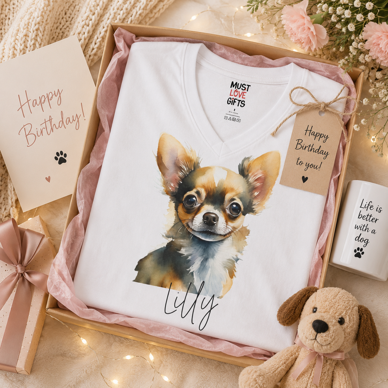 Custom Chihuahua name tee lifestyle - dog lover gift shirt casually worn