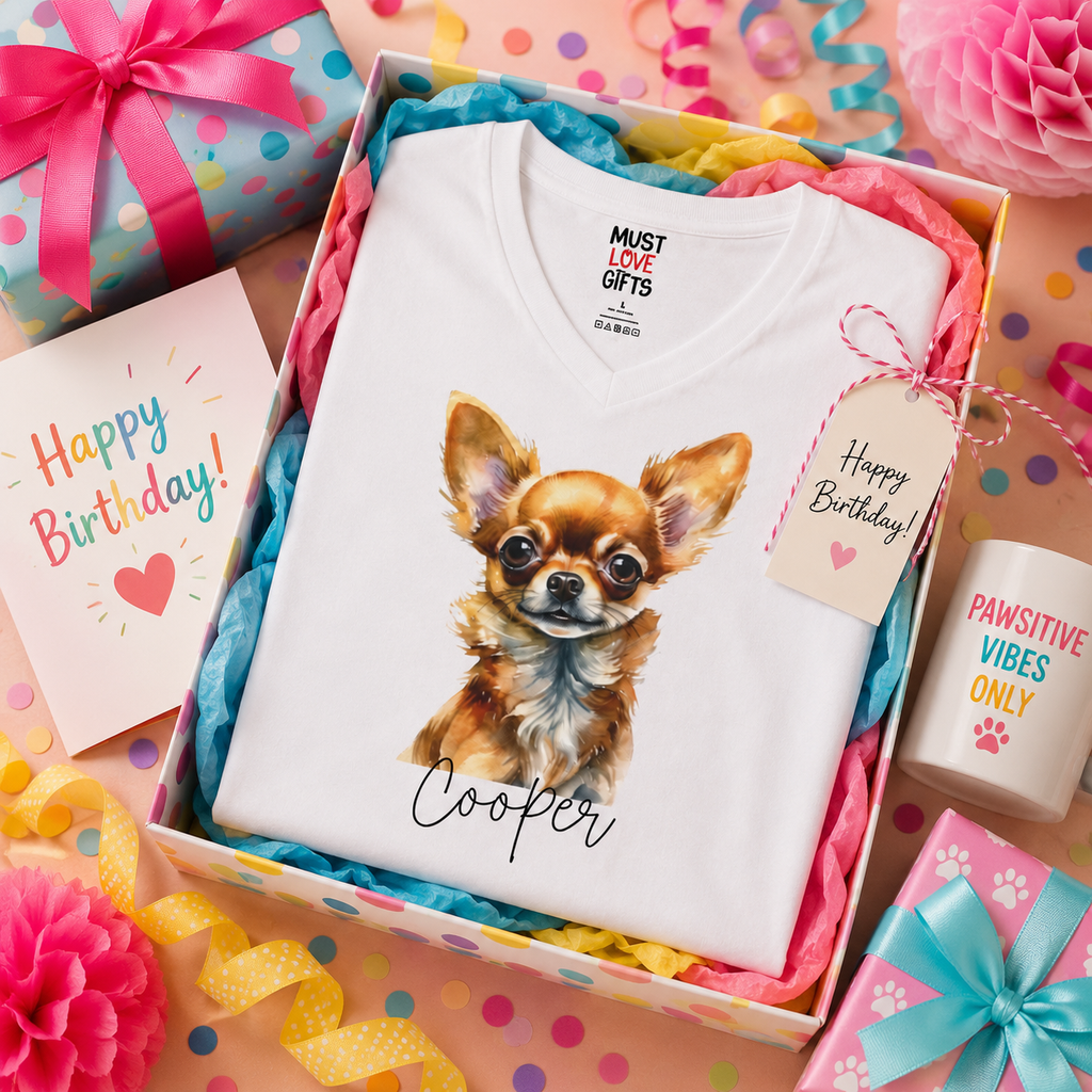 Custom Chihuahua dog name tee lifestyle - personalized pet gift worn casually