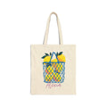 Personalized citrus basket canvas tote bag with custom name