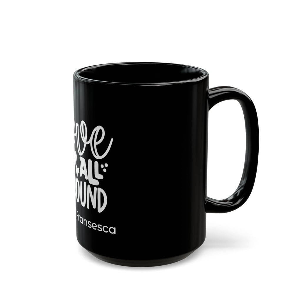 Black ceramic couples mug side view - anniversary gift with custom names