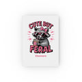 Personalized Cute But Feral journal – white hardcover with raccoon design and name Eleonore