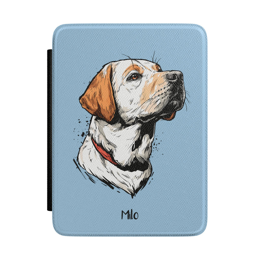 Personalized dog kindle case with sketch portrait design, main product shot