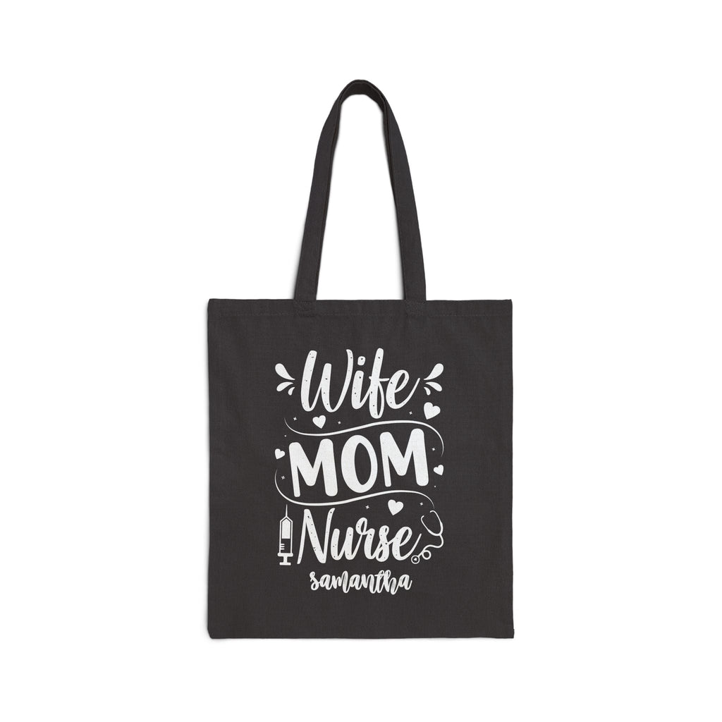 Personalized Wife Mom Nurse canvas tote bag with custom name