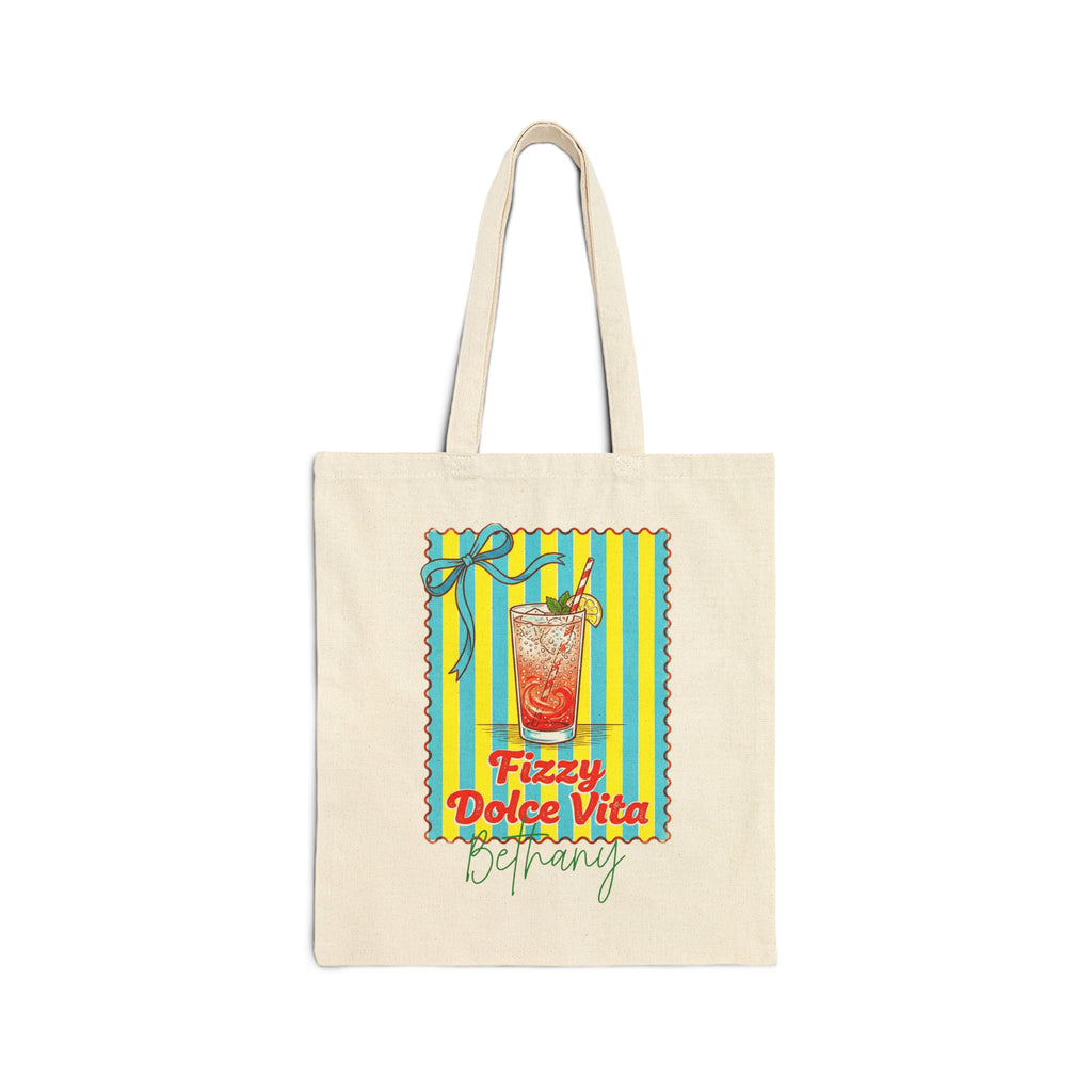 Personalized fizzy dolce vita spritz canvas tote bag with custom name