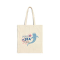 Personalized whale shark canvas tote bag with custom name, found at sea design