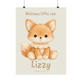 Personalized fox with ruche collar nursery poster, custom baby name and birth date