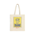 Personalized fresh squeezed summer lemonade canvas tote bag with custom name, gingham design