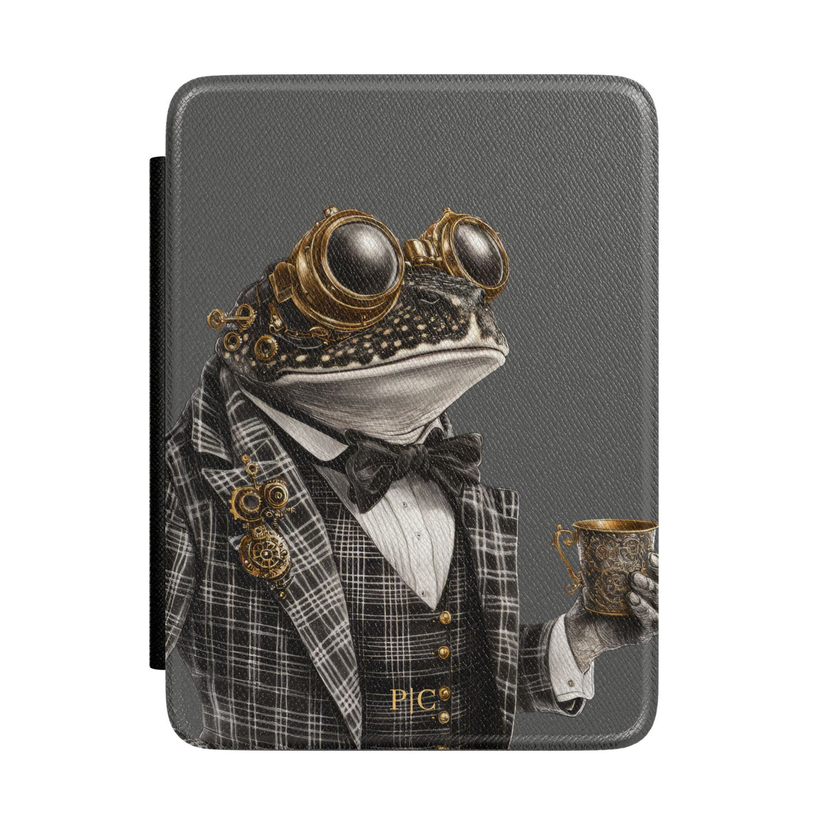 Personalized Frog Kindle case front cover design with custom initials