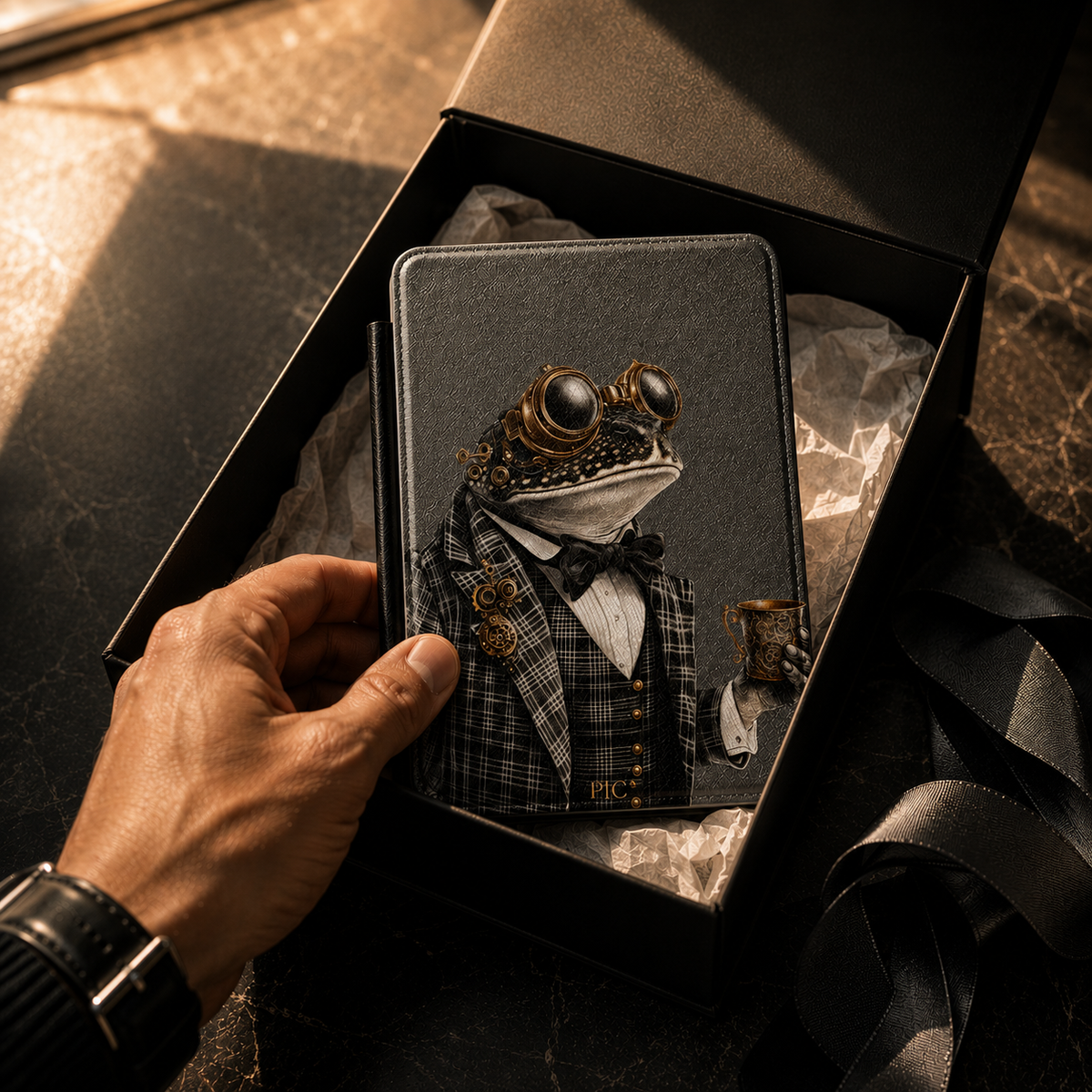 Personalized Frog Kindle case shown as a personalized gift