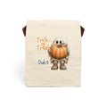 Personalized Trick or Treat ghost holding pumpkin canvas lunch bag with custom name