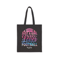 Personalized football canvas tote bag with custom name, girl who loves football design