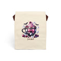 Personalized Halloween teacup treat canvas lunch bag with mini ghosts and custom name