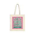 Personalized hot cowgirl summer canvas tote bag with custom name, pink and green cactus design