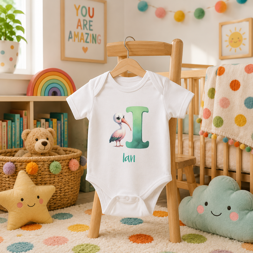 Personalized I onesie with ibis – lifestyle photo