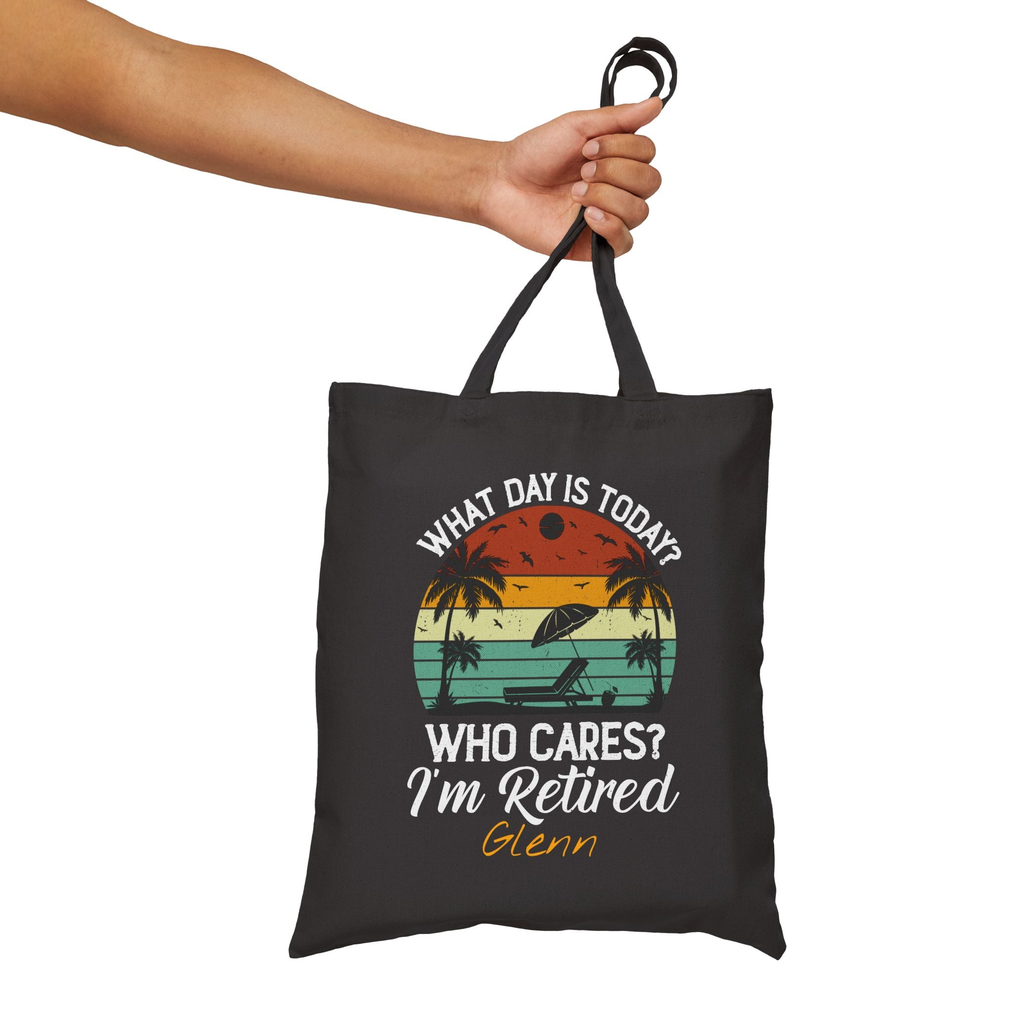 Personalized retirement canvas tote bag size and dimensions reference