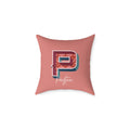 Personalized initial P pillow for her – bold retro letter on warm rose canvas