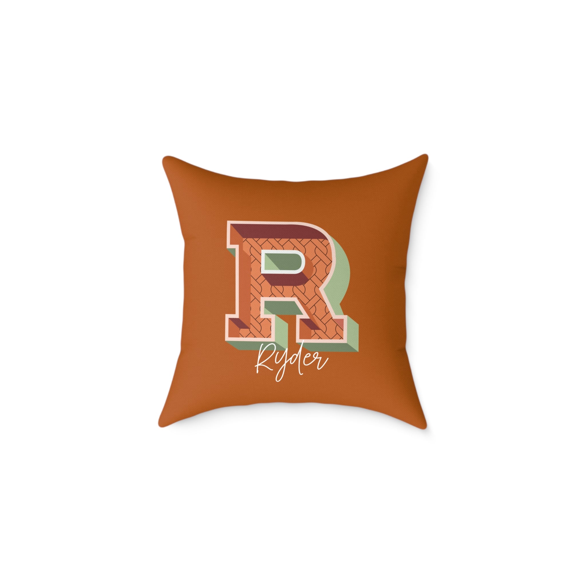 Personalized initial R pillow for him bold retro letter on dark canvas