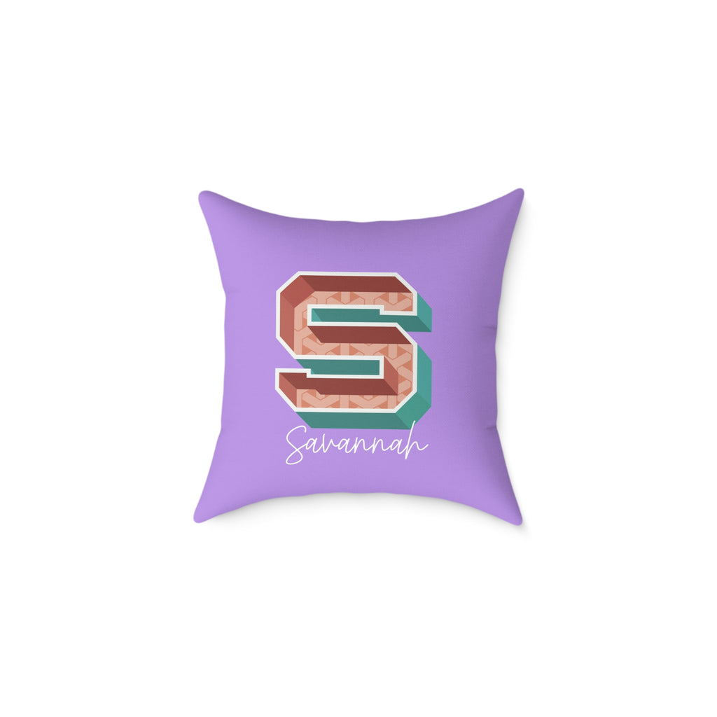 Personalized initial S pillow for her warm rose canvas