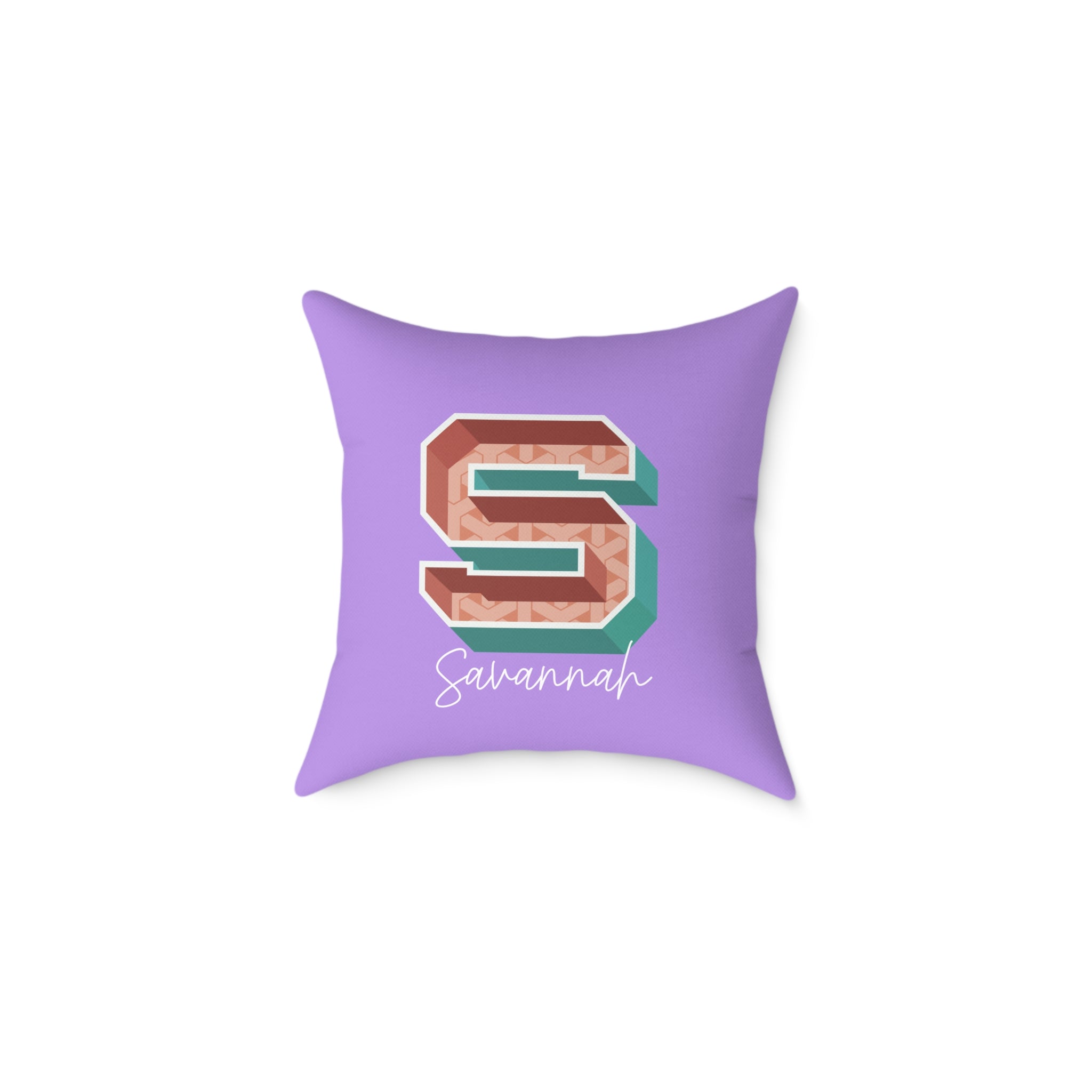 Personalized initial S pillow for her warm rose canvas