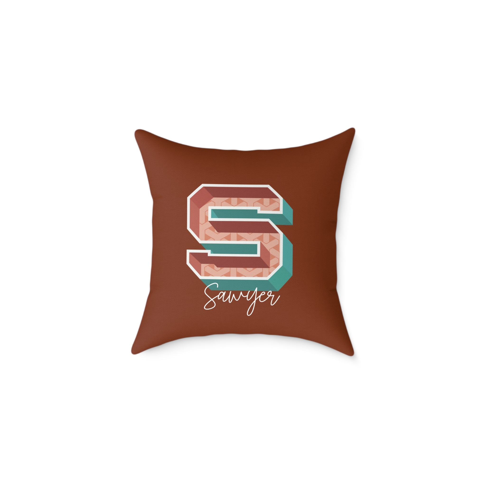 Personalized initial S pillow for him dark canvas
