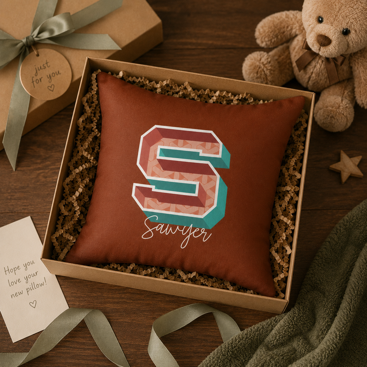 Close-up retro S initial gold crimson pattern