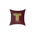 Personalized initial T pillow for her warm rose canvas