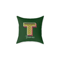 Personalized initial T pillow for him dark canvas