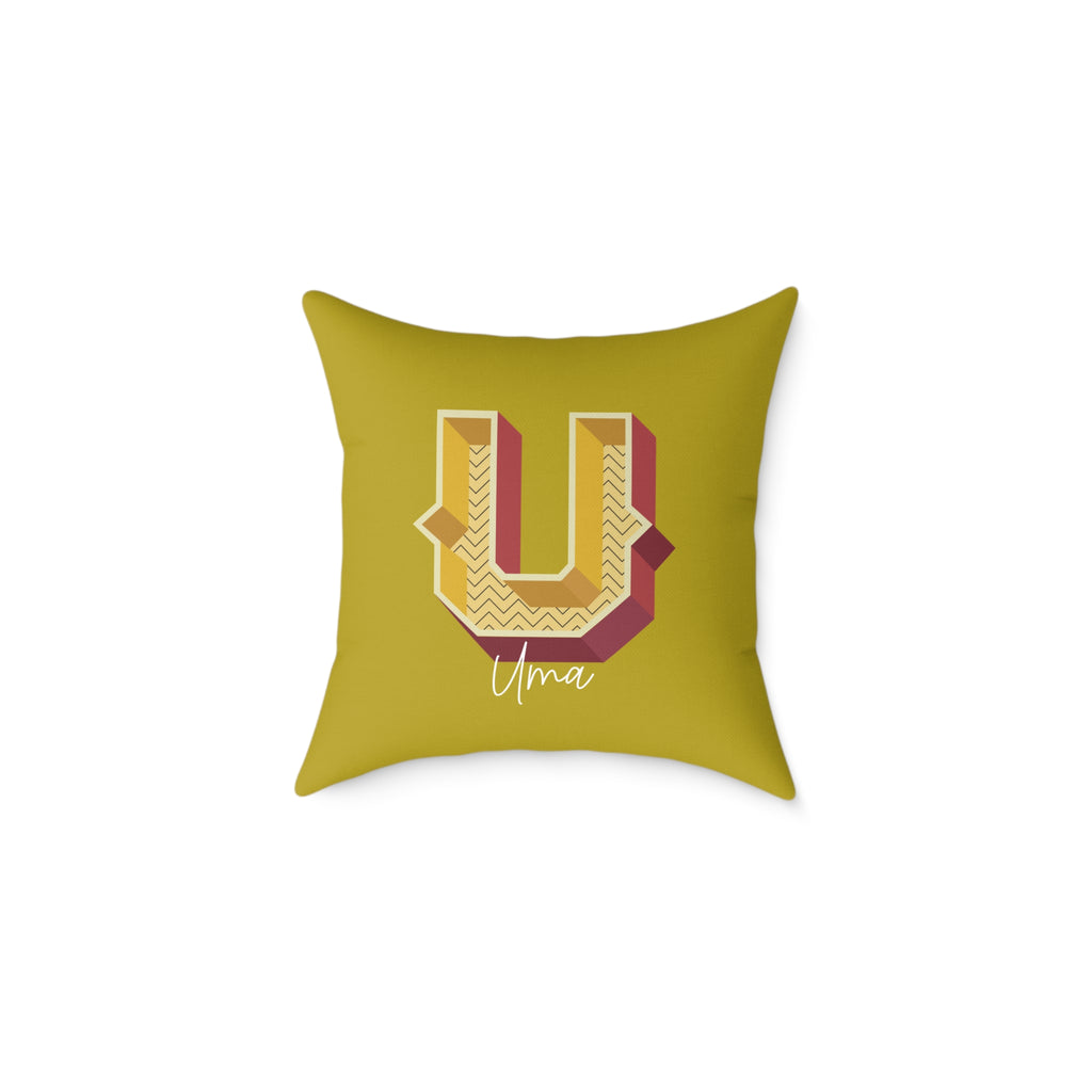 Personalized initial U pillow for her warm rose canvas