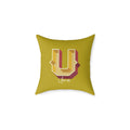 Personalized initial U pillow for her warm rose canvas